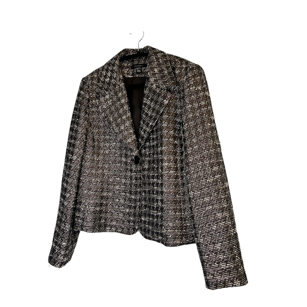 Louben Women's  Boucle Blazer Brown/Cream with a Shimmer‎ Thread Size 12